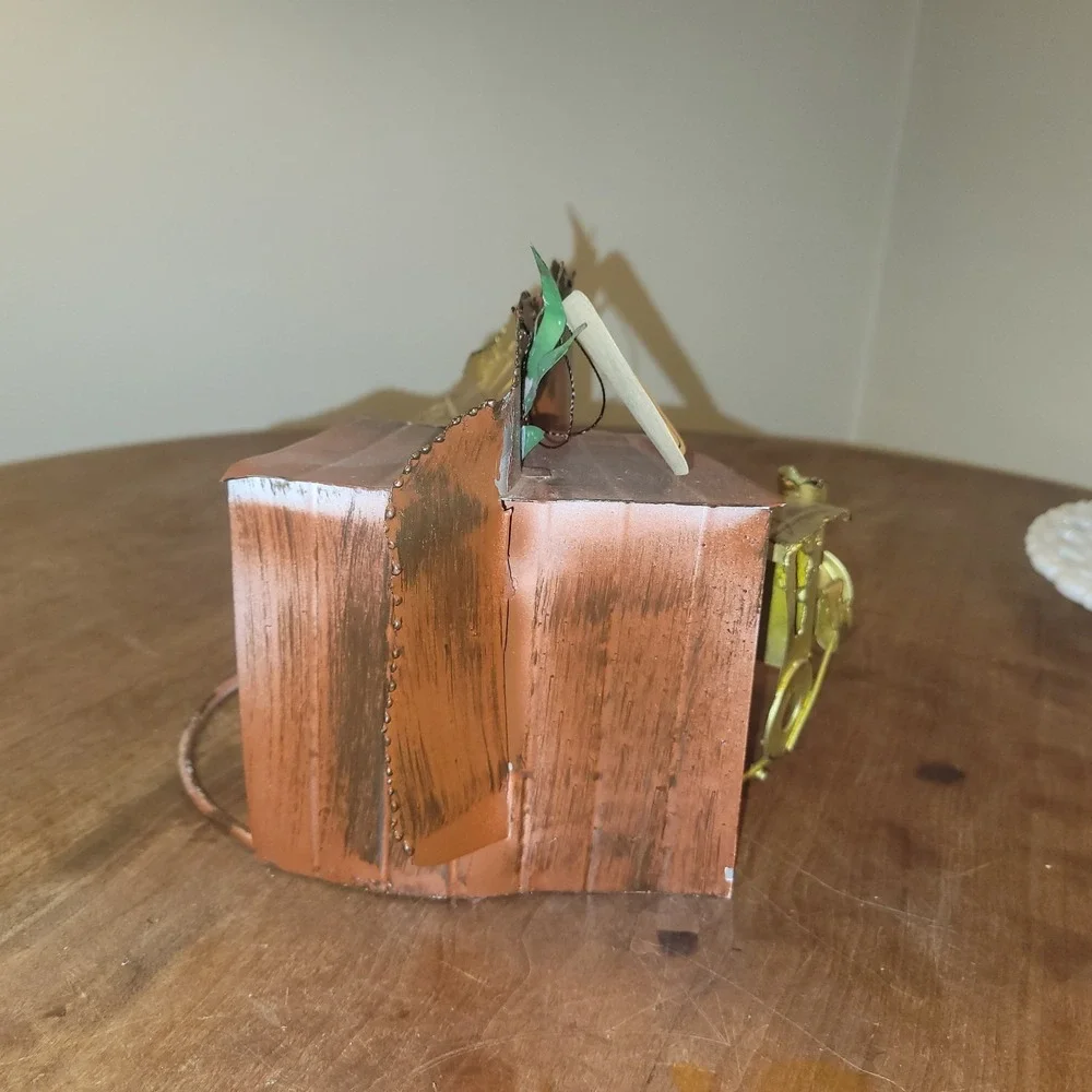 Oxidized Copper Train Moves in Circles - Music Box Works